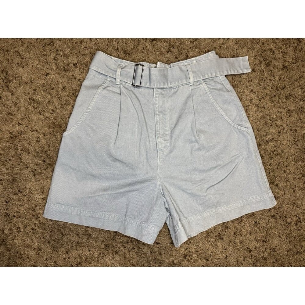 ZARA Belted High Waist Paper Bag Shorts Casual Travel Beach Coastal Sz XS 26”